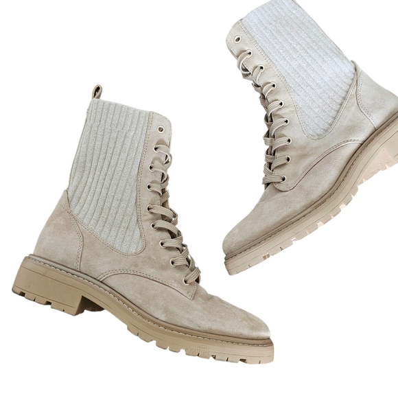 Sam Edelman Suede Boots Womens Lydell Lace Up Ankle Combat Boot In Khaki Brown - Picture 3 of 9